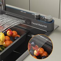 Évier de cuisine intelligent en acier inoxydable noir à cuve unique avec affichage numérique