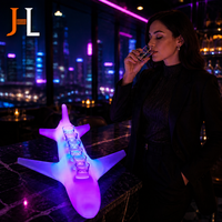 Plateau Distributeur de Shots LED en Acrylique Lumineux en Forme d'Avion, 6 Verres à Shot, Accessoires de Bar, Support à Verres à Shot pour Boîte de Nuit