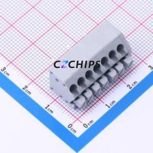 DB250A-3.5-7P-GY Spring Terminal Block Through hole Component (THT),P=3.5mm Connector 1x7P 3.5mm Gray 7P - Product Image 1