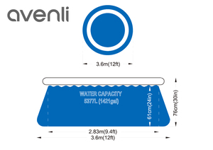 Piscina Gonfiabile Portatile Avenli 12ft (366x76cm) Fuori Terra, Facile da Installare, per Famiglia, Giardino e Esterni - Product Image 2