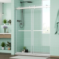 Porte de douche moderne en verre trempé, double coulissante, réglable, en acier inoxydable, pour salle de bain