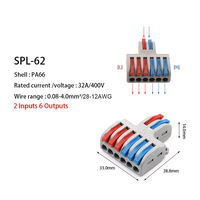 Conectores de Cable Eléctrico OEM Mini 2 en 6 con Lámpara LED, Bloque de Terminales de Empuje, Conexión Rápida Universal, Conectores de Cable LT623 Spl-62