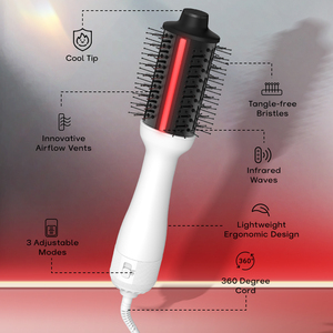 Ulelay 1000W bàn chải khí nóng hồng ngoại chuyên nghiệp 4 1 hệ thống hoàn chỉnh máy sấy thổi lượn sóng ION thiết bị chải tóc thẳng cho gia đình - Product Image 6