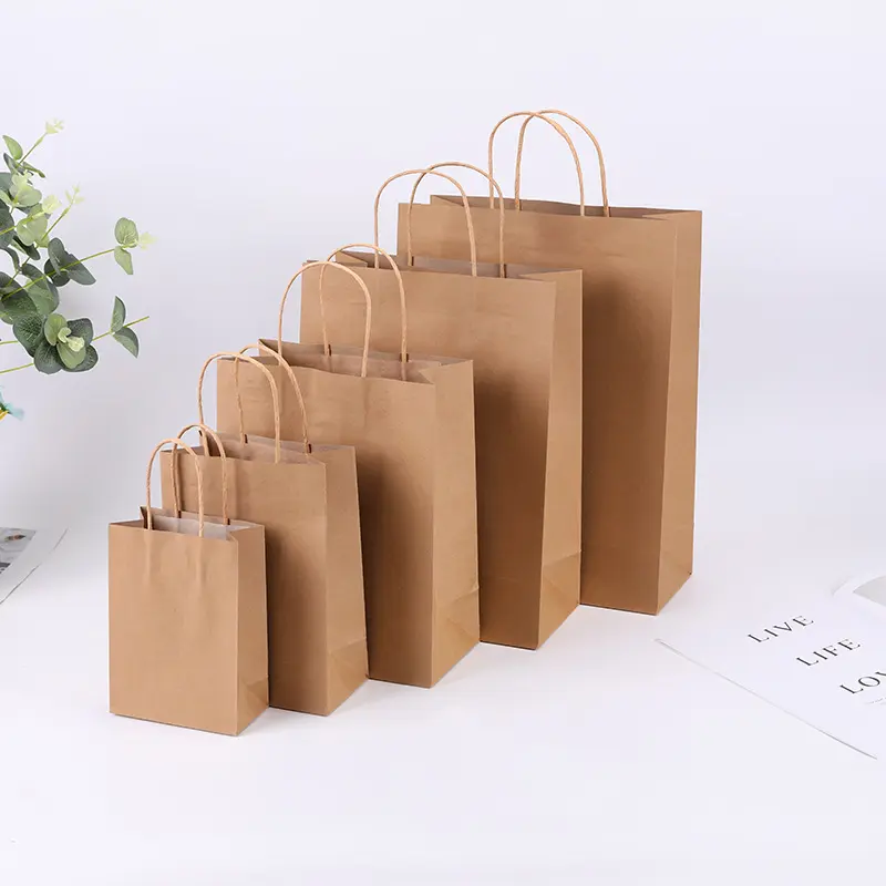 Low Moq Weiß Braun Kraft Papiertüten Mit Griffen Geschenk Kleine Papiertüten Für Party Favor Taschen Small Business Shopping Verwendung