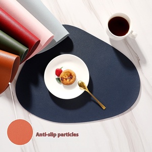 Model baru Set alas meja makan kulit imitasi dekoratif kulit PU PVC untuk digunakan di rumah dan restoran - Product Image 1