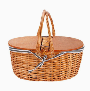 BR, venta al por mayor, <span class=keywords><strong>cestas</strong></span> de <span class=keywords><strong>mimbre</strong></span> de almacenamiento de Picnic de <span class=keywords><strong>Playa</strong></span> Grande de lujo, enfriador aislado, tapa de madera, cesta de ratán, caja hecha de madera de grado alimenticio - Product Image 1