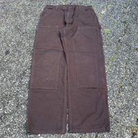 Jean en denim vintage pour homme, délavé effet peinture, coupe bootcut, baggy, double genou, style workwear, pantalon cargo de charpentier