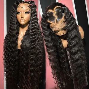 40 50inch Deep Wave HD Full Lace Wigs Human Hair Lace Front Peruvian Virgin Hair 360 Lace Front Wigs for Black Women