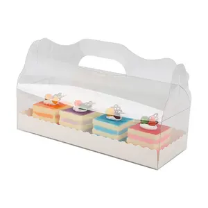 Wholesale Of New Materials 4 Pack 6 Pack Cake Donut Packaging Box With Ribbon Transparent Pvc Heaven And Earth