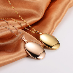 도매 크리스마스 주얼리 선물 여성용 스테인리스 스틸 PVD 골드 도금 타원형 사진 로켓 목걸이 - Product Image 6