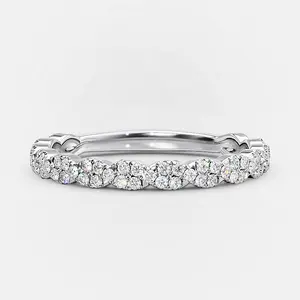 Jovovasmile Sterling Silver Half Ewigkeit sband 0,60 ct Micro Pave Round Brilliant Cut Moissan ite Ring für Frauen Hochzeit