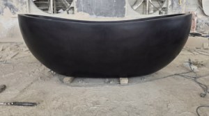 Baignoires ovales modernes sur mesure de luxe en marbre noir/jade noir, autoportantes, pour salle de bain, villa, hôtel - Product Image 4