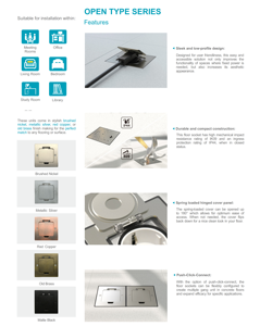SINOAMIGO Caja de enchufe de piso de acero inoxidable Oculta UK EU IT AU US ABS + PC Caja de piso de toma de corriente Caja de piso emergente de latón - Product Image 4