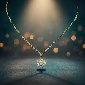 Magnifique pendentif fleur en diamant rond, collier élégant et luxueux pour femme, à porter au quotidien - Product Image 3
