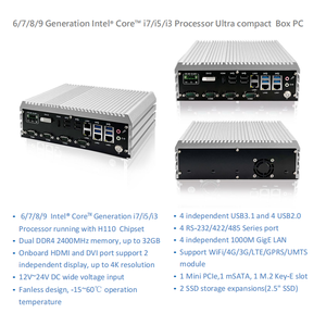 PC industriel embarqué sans ventilateur, Intel Core i3 i5 <span class=keywords><strong>i7</strong></span> de 6e à 9e génération, 4 ports LAN, tension large bande 12-24V pour l'automatisation de la vision industrielle - Product Image 5