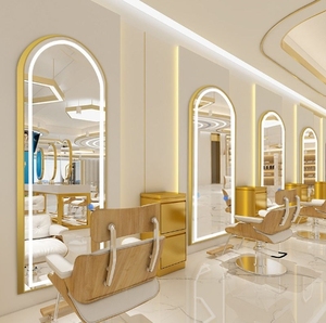 Hot Sale Large Full Length Gold Styling Barber Salon Furniture Wall Ounted Hairdressing <b>Makeup</b> <b>Led</b> Beauty Salon <b>Mirror</b> - Product Image 1
