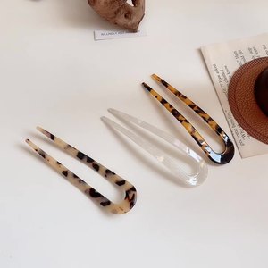 Fly Away <strong>Hair</strong> Color Stick and Accessories Acetate Hairpin <strong>Hair</strong> <strong>Bun</strong> Holder Vintage Leopard-print Jade French U Shaped <strong>Hair</strong> <strong>Pin</strong> - Product Image 6