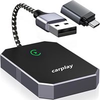 Adaptador Inalámbrico Fuallwin Portátil Mini USB de ABS+PC y Aleación de Aluminio, 5GHz WiFi Bluetooth Carplay con Control por Voz para iPhone Smart