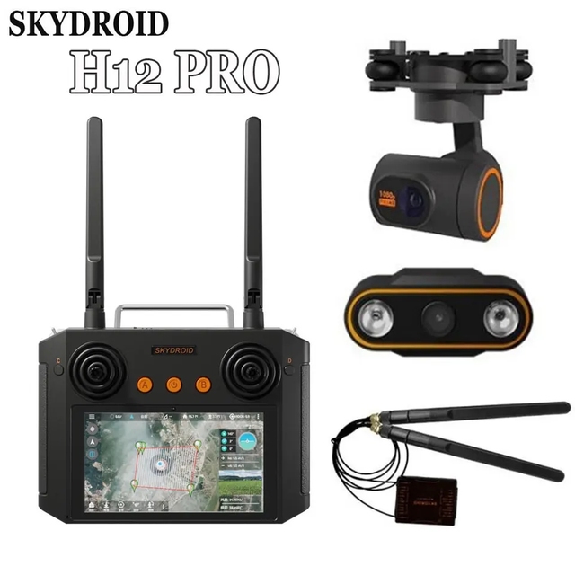Skydroid H12 PRO Remote Control with 3-Body Camera/3-Axis Gimbal Combo 1080P Digital for Agricultural Spray Drone UAV