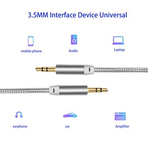 Nylon 3.5mm Audio Cable 3.5 Male to Male Stereo <b>for</b> Car Cellphone Headset Speaker <b>Microphone</b> - Product Image 2