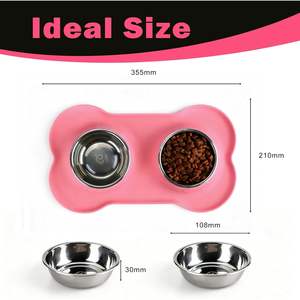 Comederos para perros, 2 tazones de acero inoxidable con tapete de silicona antideslizante para comida y agua para mascotas, tamaño pequeño y mediano - Product Image 3