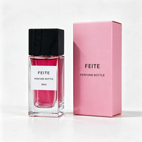 Flacon de parfum vide carré coloré personnalisé de 30 ml, flacon de parfum classique à sertir avec boîte d'emballage
