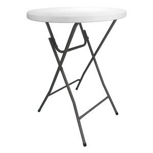 <span class=keywords><strong>Table</strong></span> de bar ronde en plastique blanc pliable avec cadre en <span class=keywords><strong>fer</strong></span> pour fête en plein air - Product Image 1