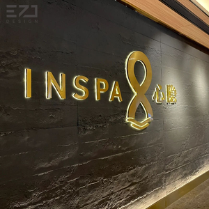 <span class=keywords><strong>ป้าย</strong></span>ไฟ LED 3 มิติ แบบมีไฟส่องด้านหลัง ชุบเคลือบสีทอง EZD สำหรับตกแต่งภายในร้านกาแฟ - Product Image 2