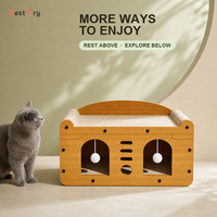 Lit pour chat en carton ondulé haute densité, griffoir résistant à l'usure, motif uni, jouet, balle, nid, toutes saisons