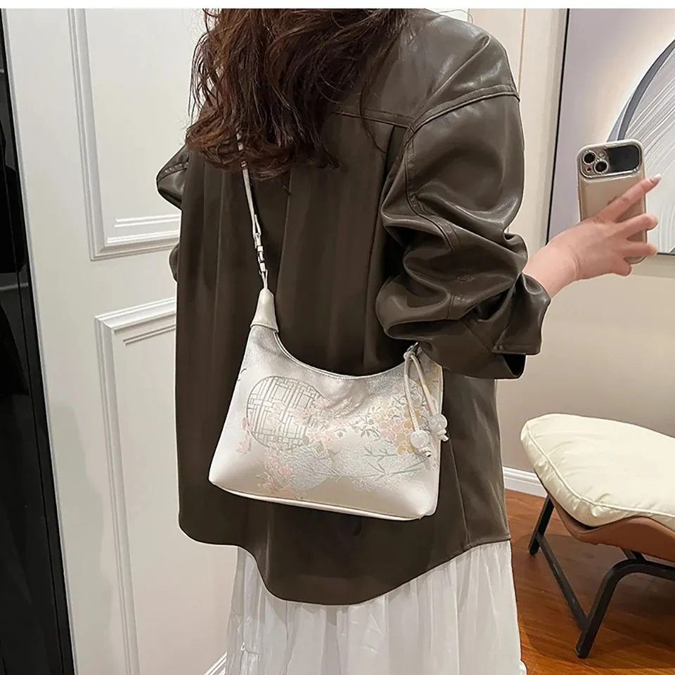 Женская Сумка-Кроссбоди с жемчугом, 2024 Сумочка в китайском стиле, ручная сумка на запястье