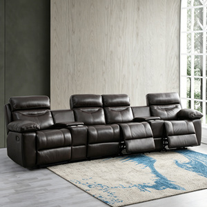 Canapé en cuir inclinable électrique de luxe pour home <span class=keywords><strong>cinéma</strong></span> avec porte-gobelets et console – Mobilier contemporain pour salon d'appartement et <span class=keywords><strong>cinéma</strong></span> - Product Image 3