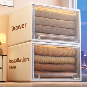 Transparent Heavy-Duty Plastic <strong>Storage</strong> Box Multifunctional Modern Design Stackable Shoe <strong>Container</strong> with Drawer Rectangle Shape - Product Image 2