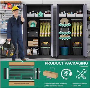 Armadietto di stoccaggio in metallo alto 72 "<span class=keywords><strong>36</strong></span>" 18 "con 2 porte e 4 ripiani grande armadietto di utilità per il Garage di casa e il bagno dispensa - Product Image 6