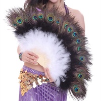 Éventails en plumes de marabout de dinde 100 % naturelles, éventails en plumes de paon, éventails à main pour spectacle de danse orientale, burlesque et spectacles sur scène