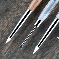 Stylo de sculpture pour nail art en silicone et acier de luxe, double tête, pour peinture florale 3D, manche en bois, multifonctionnel, pour gel et vernis.