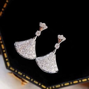 Orecchini pendenti a ventaglio da donna, stile francese, con accenti in cristallo, eleganti, gioielli di tendenza, per uso quotidiano - Product Image 1