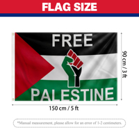 Drapeau personnalisé 3x5 pieds Palestine Libre avec symbole du poing, bannière de protestation extérieure en polyester 100D, envoyez des photos, livraison en 24h