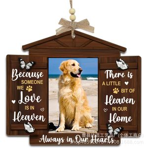 Marco de Fotos de Madera para Mascotas, Adorno Navideño de Madera Maciza con Ranura para Fotos, Colgante Conmemorativo para Perros y Gatos - Product Image 2