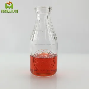 定制压花标志16盎司500毫升玻璃牛奶瓶饮料果汁柠檬水液体玻璃瓶容器