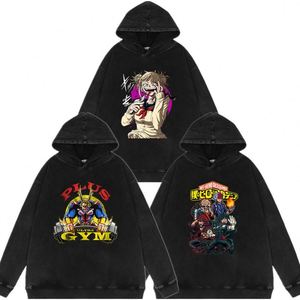 Sudaderas con Capucha Personalizables de Algodón Lavado, Estilo Holgado, Boku No Hero Academia, Midoriya Izuku, Todoroki Shoto, para Hombre y Mujer - Product Image 1