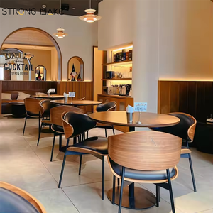 Mid Century Modern Hotel Asientos Suministros Interior bar <span class=keywords><strong>Mostrador</strong></span> Cafetería Café Mesas y sillas <span class=keywords><strong>de</strong></span> <span class=keywords><strong>madera</strong></span> Set para restaurante - Product Image 1