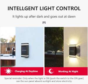 Luz de pared solar para exteriores, 6 LED blancos/Iluminación de calentamiento, lámparas de pared impermeables IP65 para Decoración - Product Image 4