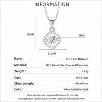 Collier en Moissanite 5mm, Pendentif Halo en Zircon Cubique Forme Coussin Rond pour Femme, Argent Sterling 925, En Stock, Vente en Gros, Bijoux Fins