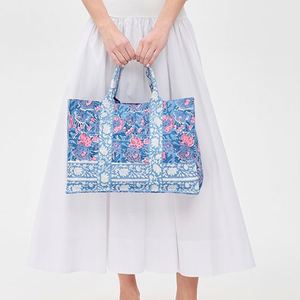 Custom All-Floral Embroidery Printed Waterproof Large Capacity Cotton Canvas Tote Handbags Women Open <b>Top</b> Portable Winter - Product Image 5
