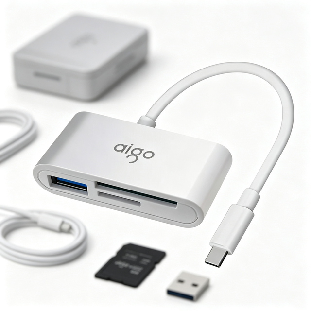 Aigo SD Card Reader USB C Supports Micro SD/Micro. Compatible with Desktops, Tablets, and USB-C Smartphones