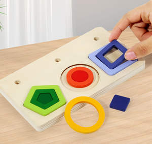 Mới Montessori hình học hình dạng nhận thức trò chơi học tập sớm hình dạng phân loại đồ chơi bằng gỗ cho trẻ em gấu cột đồ chơi giáo dục - Product Image 5