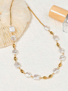 Elegante Collar de Perlas Geométricas de Moda, Collar de Cuentas de Plástico Circulares, Gargantilla Vintage, Conjuntos de Joyería Chapados en Oro de 18k para Mujer - Product Image 2