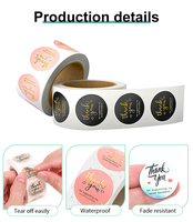 Étiquette holographique 3D PET haute sécurité, autocollant adhésif en vinyle « Merci » 500 pièces, imprimé au laser pour la protection de la marque
