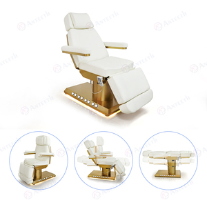Facial Bed Beauty Salon Furniture Golden Base Spa Lash Tattoo Bed Massage <b>Table</b> Built-in Foot Control <b>Electric</b> Massage Bed - Product Image 2