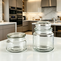 Lot de bocaux en verre ronds pour aliments, 350 ml, 500 ml, 800 ml, avec couvercle, pour épices, biscuits, sucre, farine, noix, rangement de cuisine et garde-manger